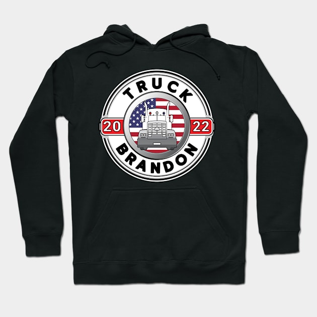 FREEDOM CONVOY USA  TRUCK BRANDON - TRUCKERS FOR FREEDOM - USA FREEDOM CONVOY 2022 WHITE ROUND BLACK LETTERS Hoodie by KathyNoNoise